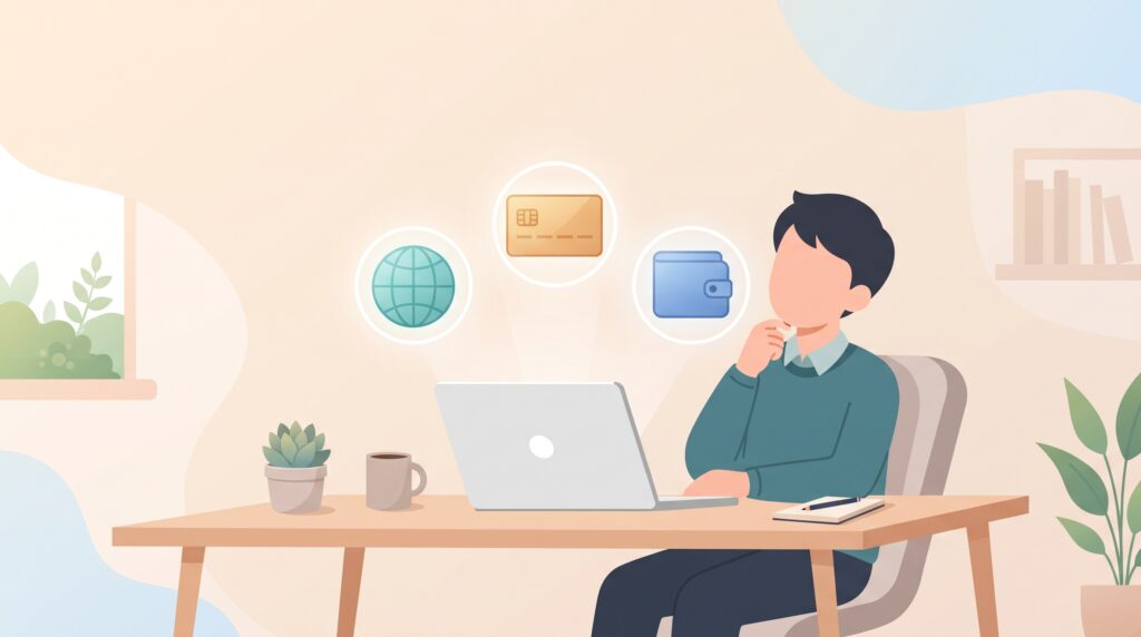 "Freelancer choosing between Wise Payoneer and PayPal for international payments"